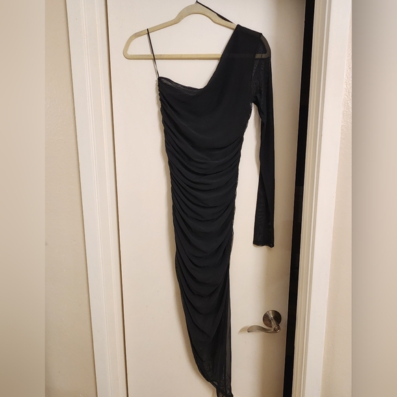Zara Draped Assymetric Dress Black Size S small 0085 NWT One Shoulder - Picture 10 of 10